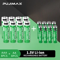 PUJIMAX 1.5V AAA/AA 3400mWh 1100mWh Rechargeable Battery USB Type-C Rechargeable Li-ion Battery For Remote Control Electric Toys 2