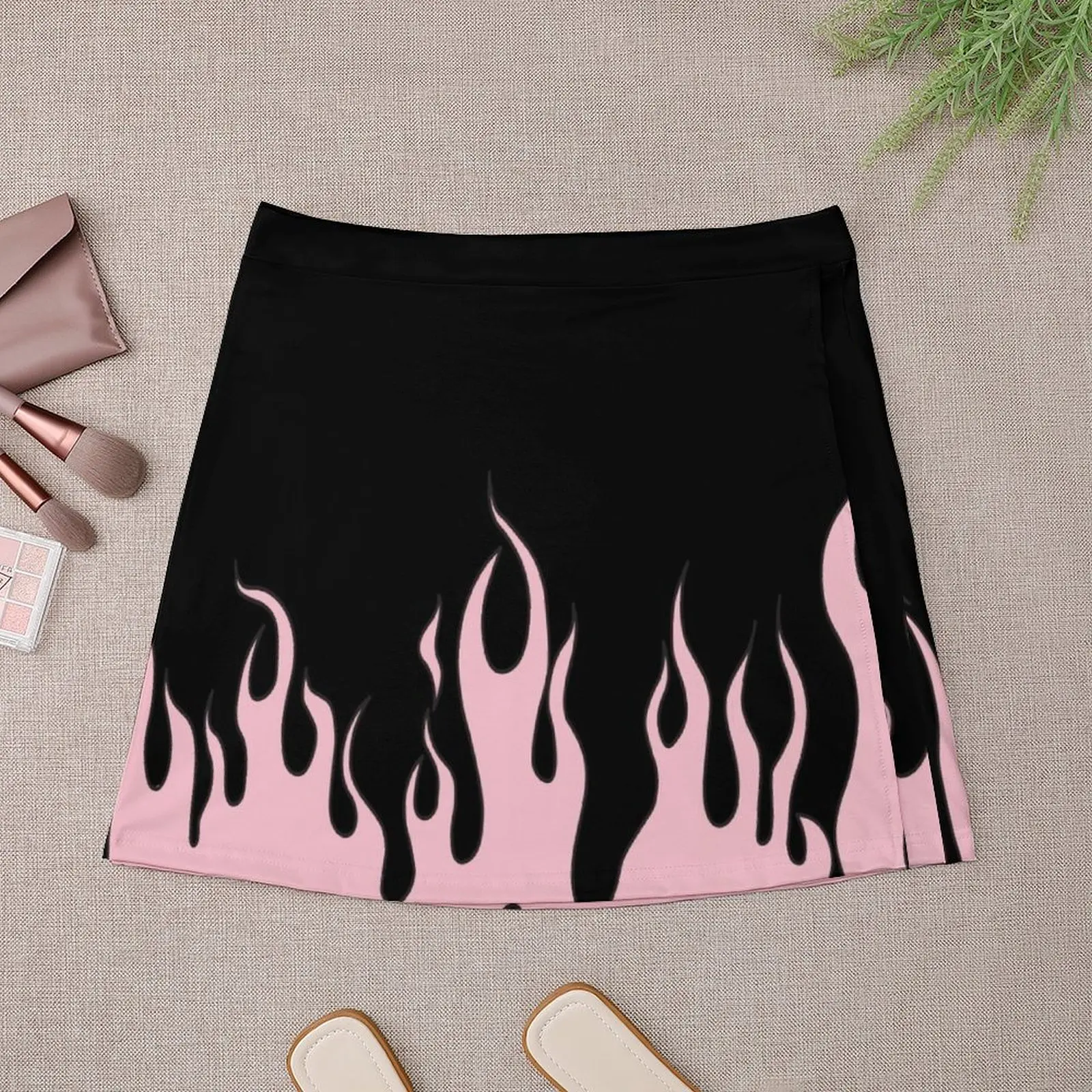 Pink Flames - Black Mini Skirt skirts for womans skirt skirt elegant social women's skirts