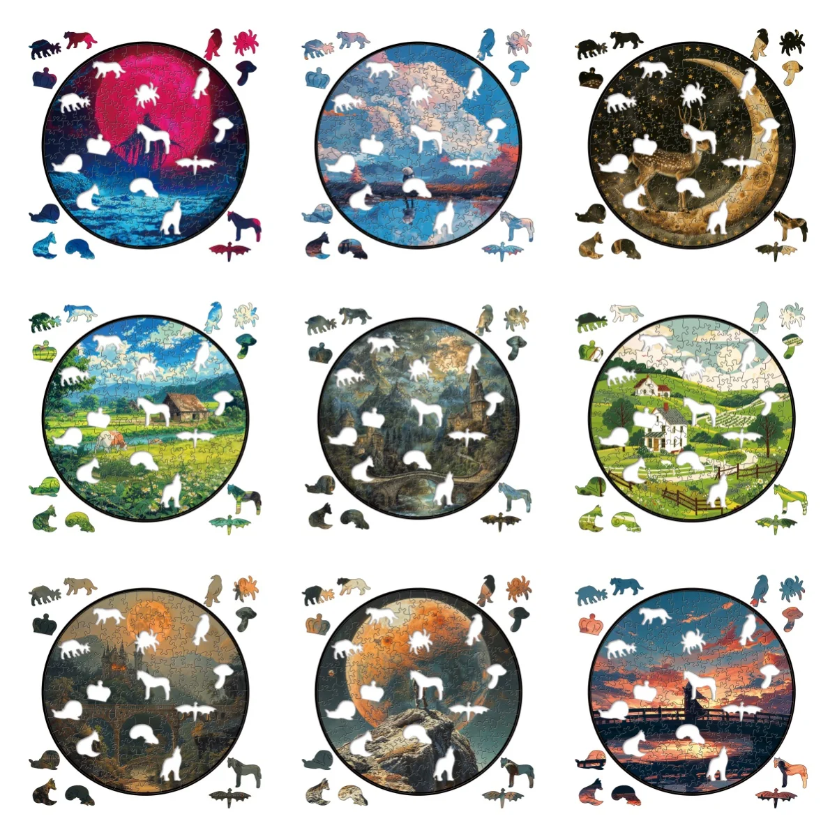 Deer Scenic River Village Animal Wooden Puzzles Montessori Games Boy 3d Wooden Puzzle Adults Christmas Board Games For The Whole