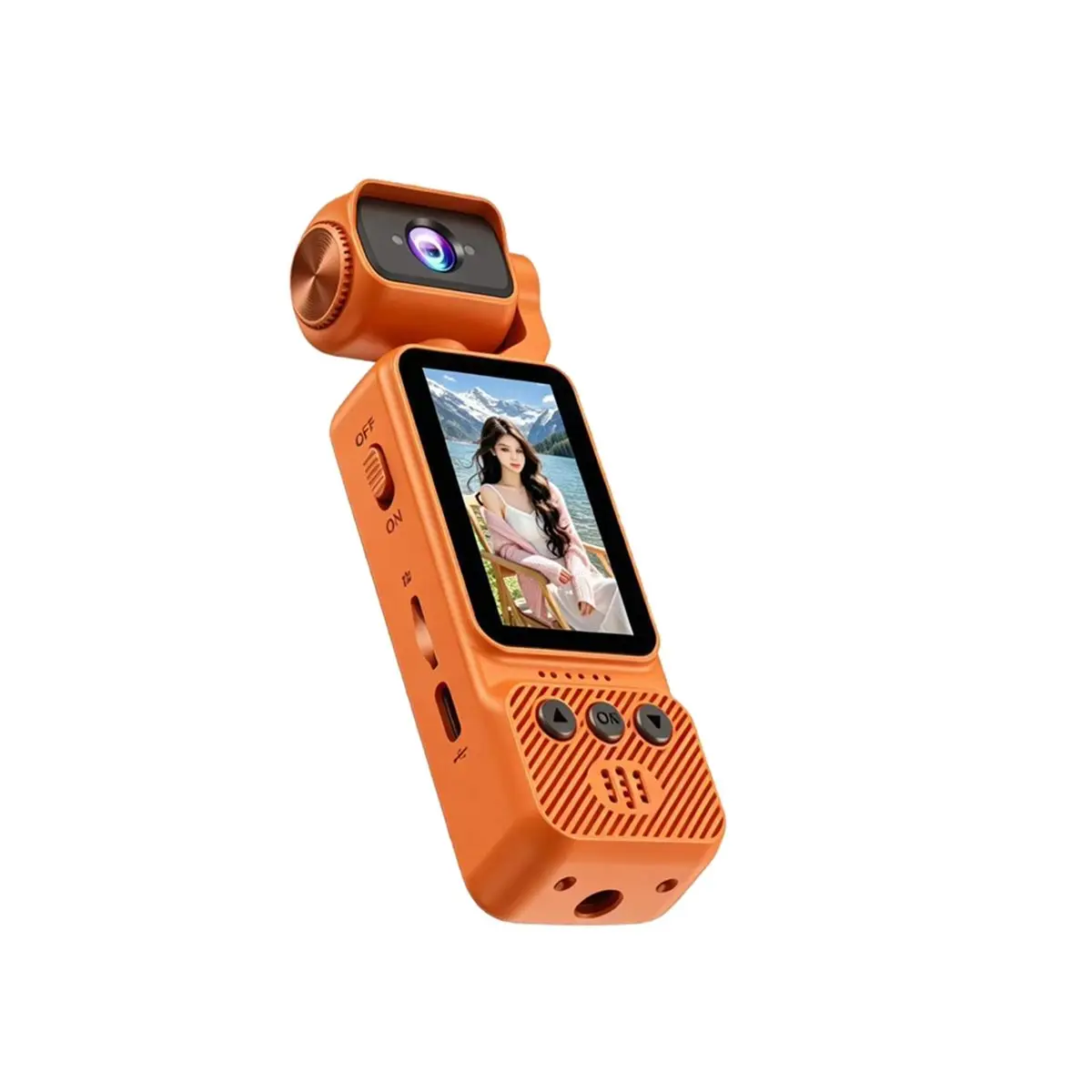 N05R 4K HD WiFi 액션 카메라, 180도 회전 렌즈, 자동 초점 기능 탑재, 여행용 드라이버 레코더 및 브이로그 촬영용, 8G 카드 C 포함