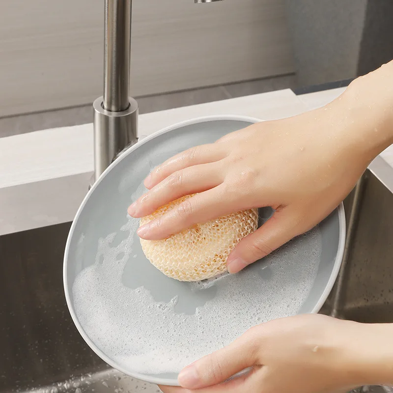 5/10Pcs Bamboo Fiber Dishwashing Sponge Pan Pot Dish Wash Sponges Household Cleaning Tools Kitchen Tableware Dish Washing Ball