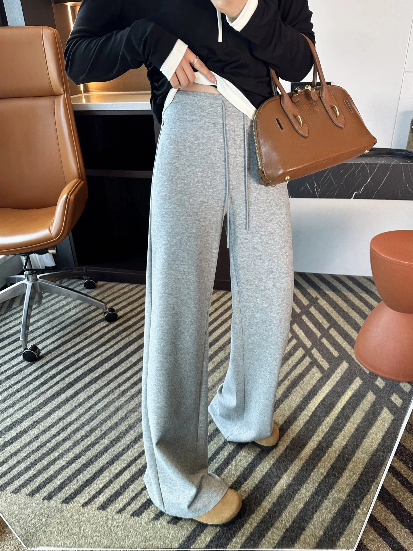 출산 캐주얼 바지 봄 가을 루즈핏 스포츠 웨어러블 아우터 바지 임산부를 위한 드로스트링 긴 바지