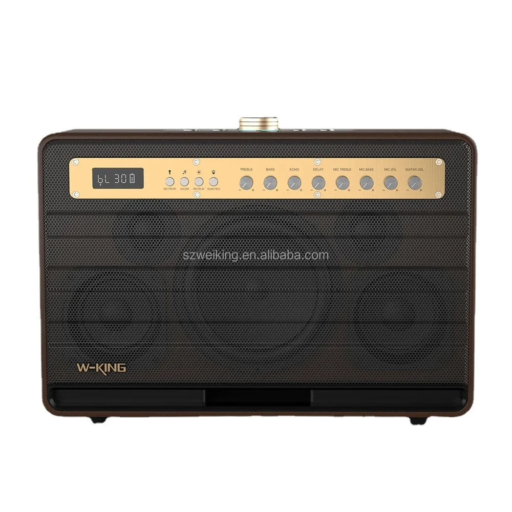 

Portable Guitar Bluetooth Speaker with USB Reader, with 2pcs Microphones and Remote Control