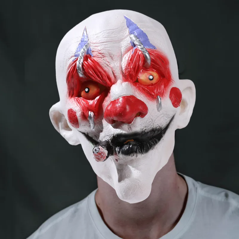 

Red Nose Clown Mask Funny Smoke Head Cover Happy Clown Large Nose Latex Half Mask Adult Halloween Ball Cosplay Props Decoration