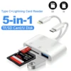 5-in-1 Card Reader Lightning /Type C to USB 3.0/SD/TF Card Adapter, Memory Card Reader for iPhone iPad MacBook Samsung Android 1