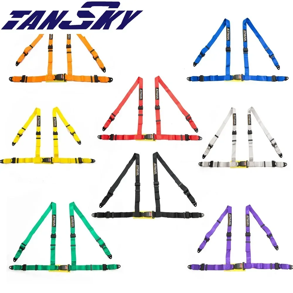 범용 레이싱 안전 벨트 하네스, 레드, 블루, 블랙, 퍼플, 그린, 그레이, 옐로우, 오렌지 EPM-02BUC, 4PT 4 포인트, 2 인치