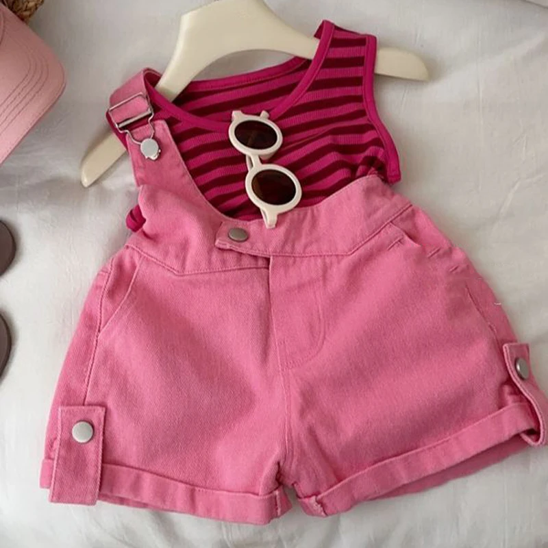 Denim Suspender Shorts Set 1
