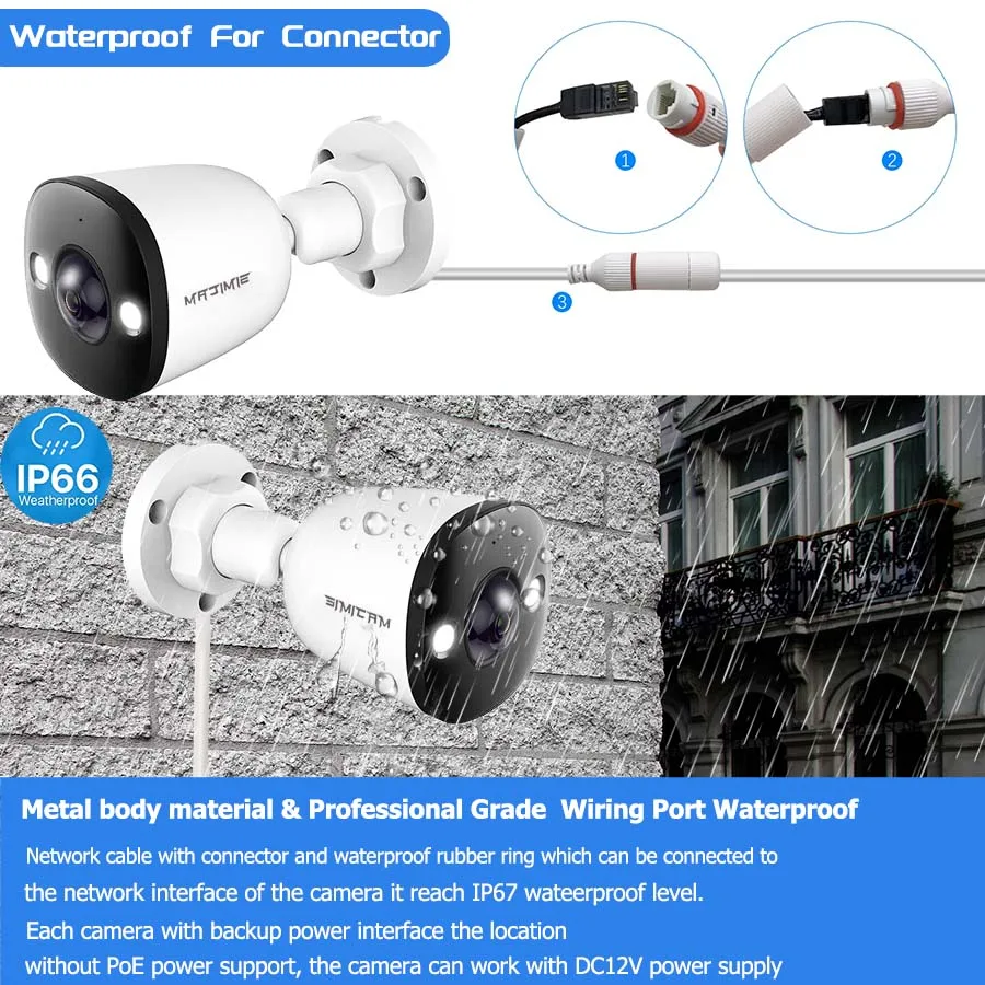 4K 8MP POE Security IP Camera 5MP 4MP Ultra Large Wide Angle Lens 1.6MM2.8MM Smart Alarm Color Night Vision Compatible Onvif NVR 2