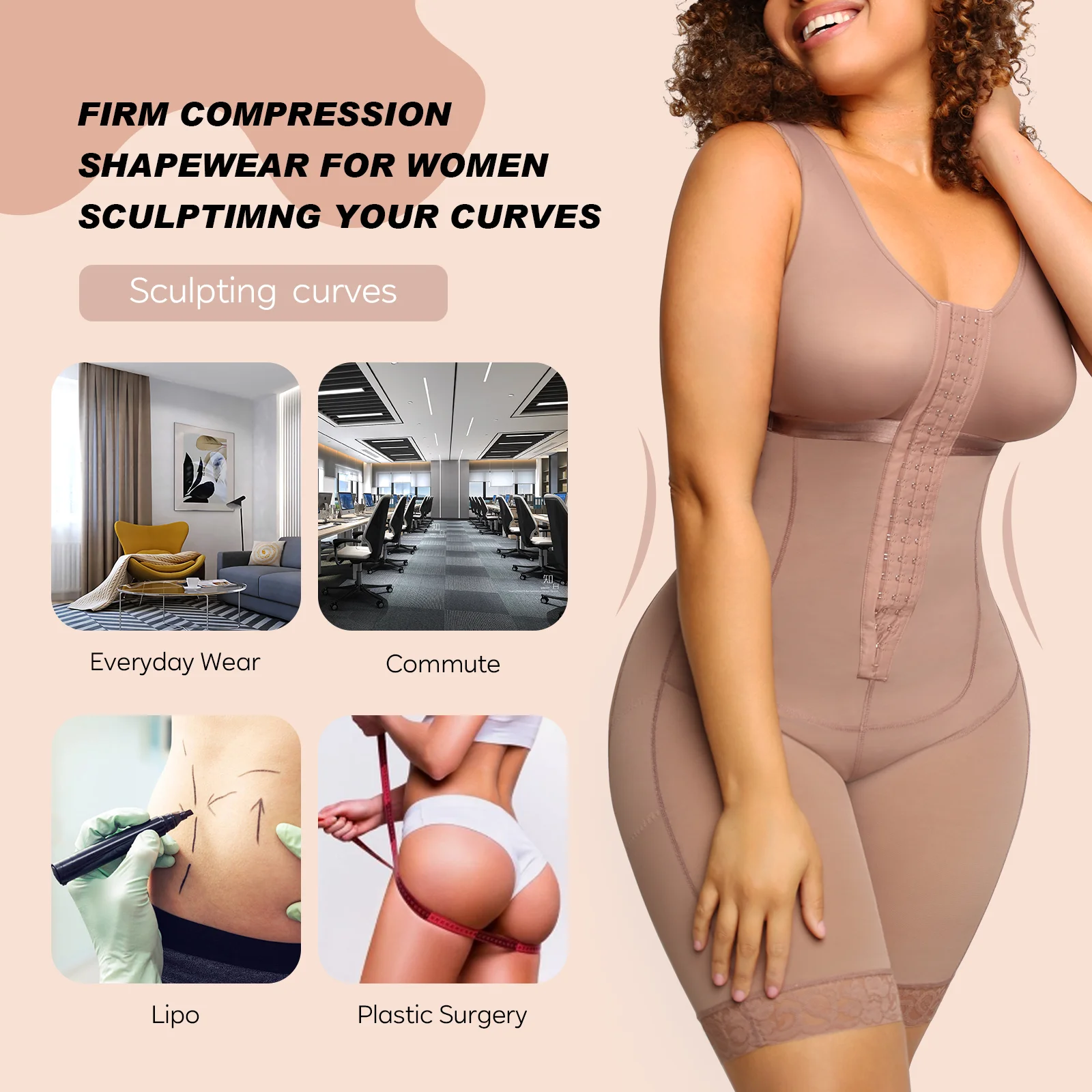 Fajas Colombiana 여성용 허리 트레이너 바디 셰이퍼, 슬리밍 시스, 평평한 복부 엉덩이 리프터 셰이퍼, 팬티 코르셋, 2 단계