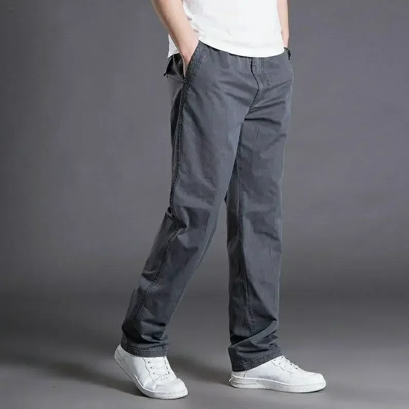 thumbnail image 1 of Pantalones para hombre, pantalones casuales holgados, rectos, con bolsillos anchos, estilo coreano, ropa de calle elegante, venta de tendencia, holgados, nuevos en poliéster, 1 of 5