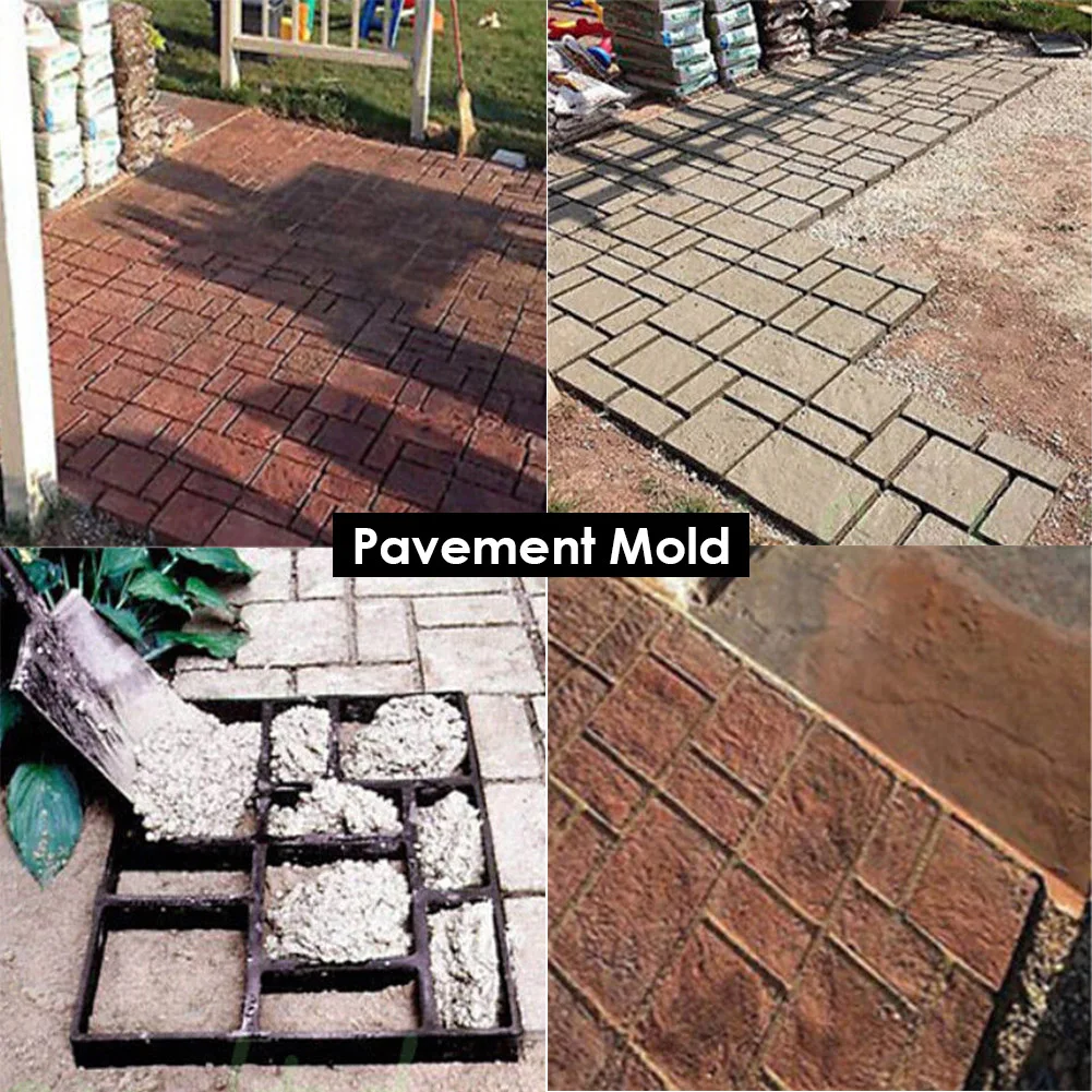 DIY Path Maker Paver Molds Stone Brick Concrete Mold Concrete Cement Walk Garden Path Paving Paver Reusable Patio Pavement Molds