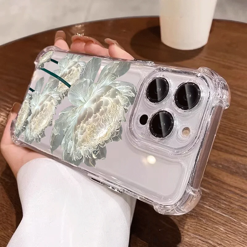 Elegant Daisy Floral Clear Phone Case Cover