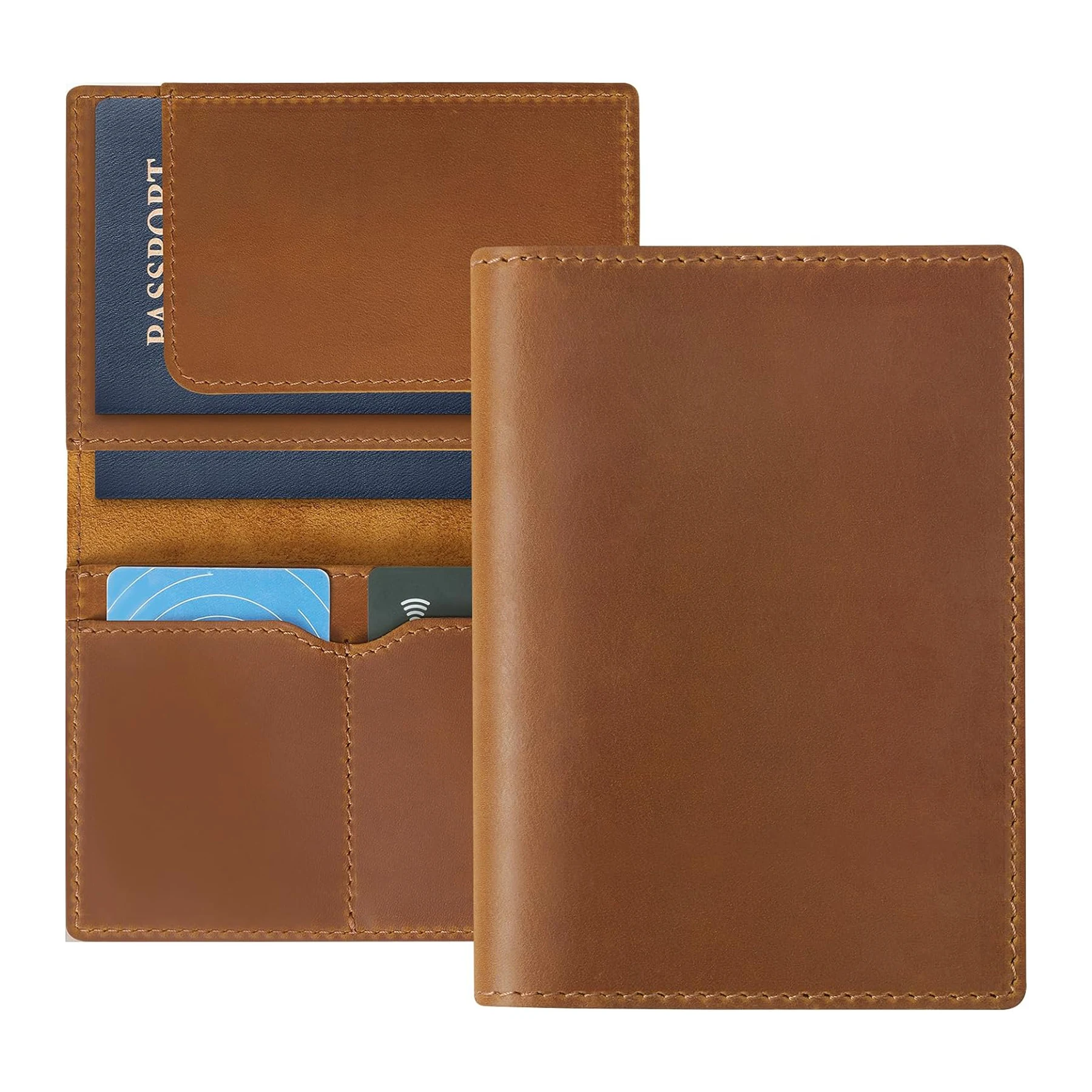 AIGUONIU Custodia per passaporto in pelle Custodia per portafoglio da viaggio per uomo e donna Protezione per organizer per documenti da viaggio in pelle