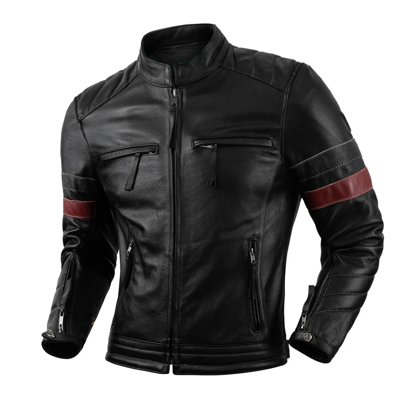 Protectors Motorcycle Jackets Cowhide Leather Jacket Men Natural Genuine Leather Clothes Biker Clothing Motor Riding Coat S-2XL