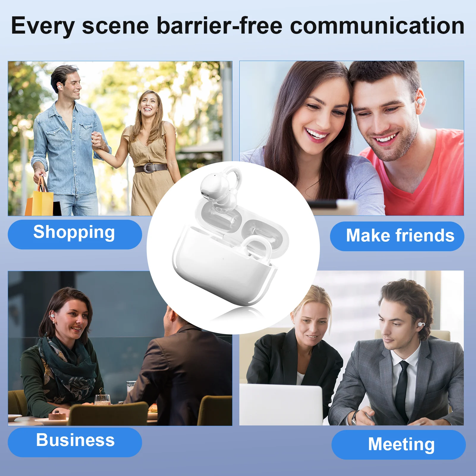 Wireless Translation Earphones with Microphone for Outdoor Sports