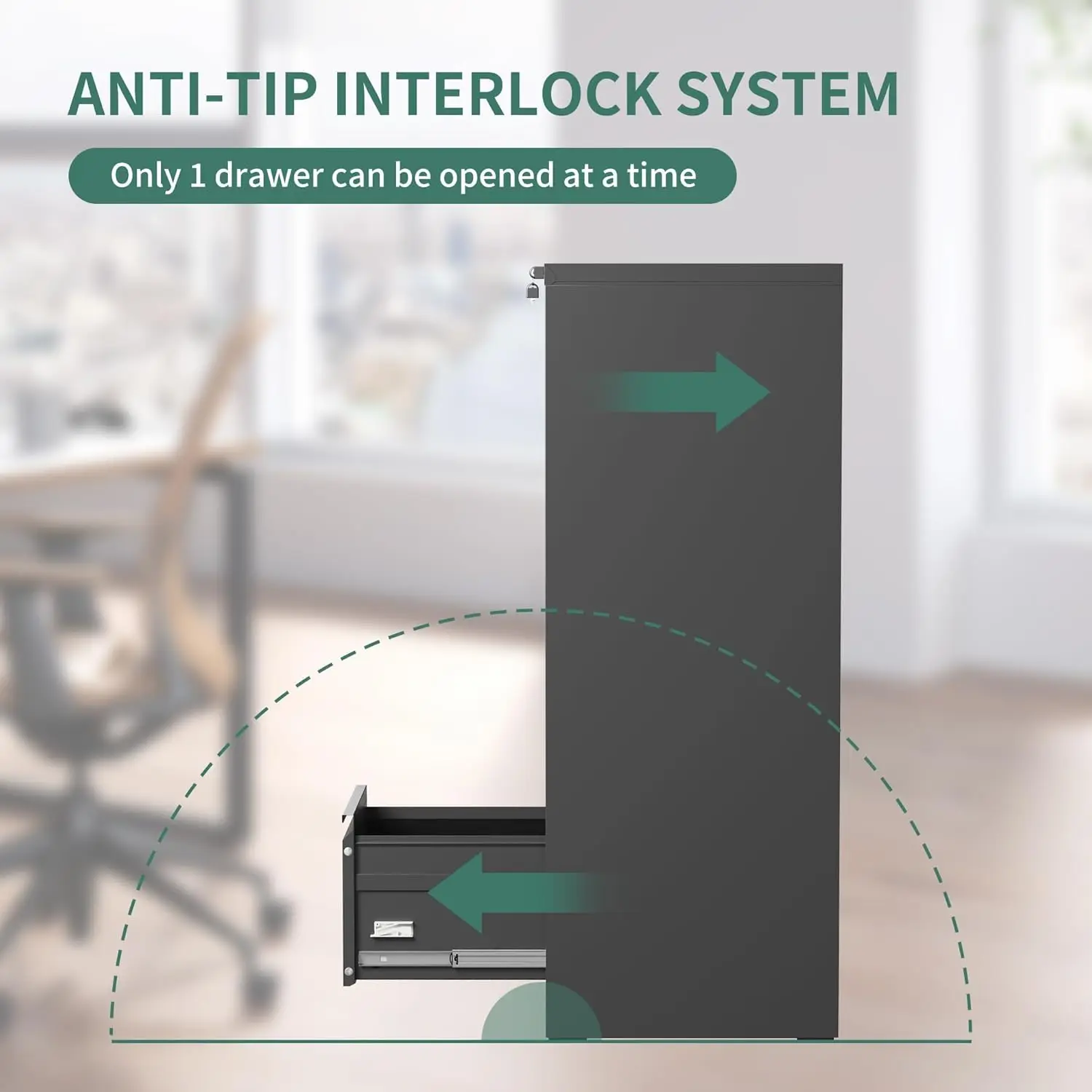 4 Drawer File Cabinet with Lock,Metal Vertical Filing Cabinets for Home Office,Heavy Duty File Storage Cabinet