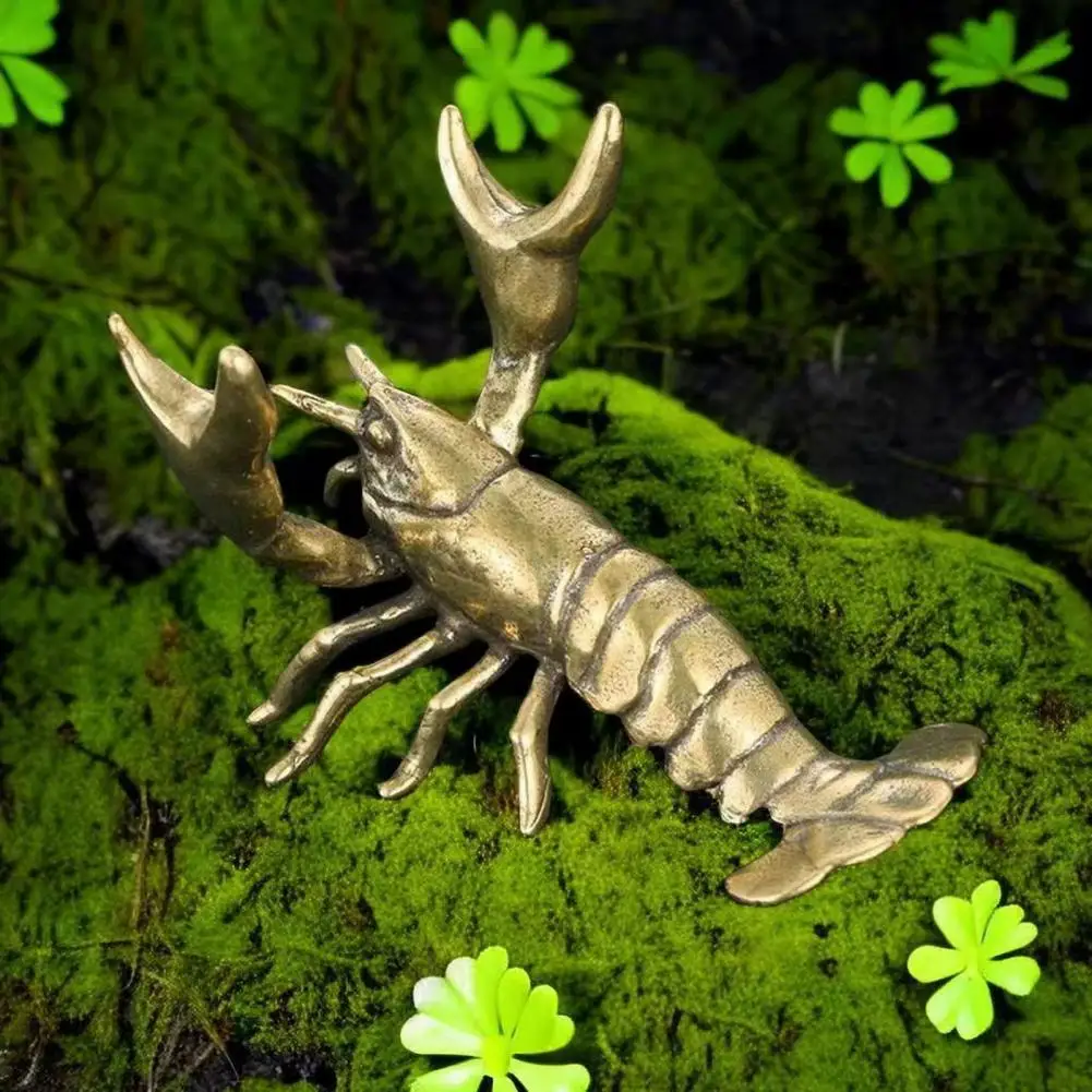 

Pen Holder Vintage Brass Lobster Pen Holder Ornament Exquisite Crayfish Figurine for Office Desktop Decor Retro Craft Artwork