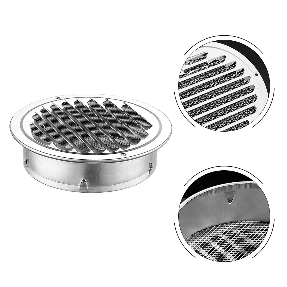 Air Vent Grille Ventilation Grille Air Vent Cover 70-300mm Round Stainless Steel Vent Grille Exterior Wall Duct Ventilation Tool