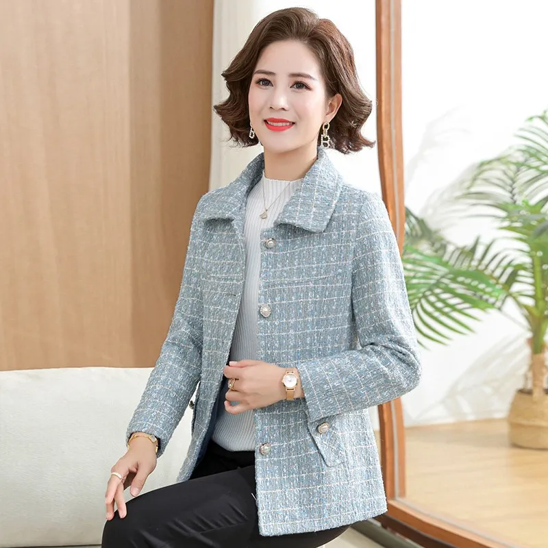 

Autumn Small Fragrance Coat Women New Foreign Style Age Reducing Belly Covering Coat Mother's Coat Female Woolen Jacket