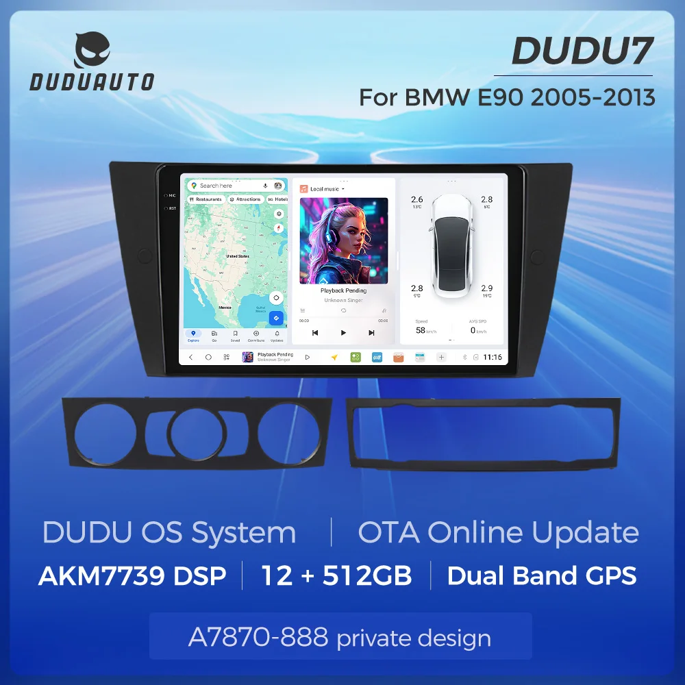 EU Shop DUDUAUTO DUDU7 7870 2K Bildschirm Android 13 Für BMW 3 Serie E90 E91 E92 E93 2005-2013 auto Radio Multimedia Video Player