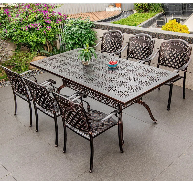 Waterproof Sunscreen Leisure Chairs Outdoor Metal Garden Furniture Sets for Patio European Retro Outdoor Furniture Fir Villa GY