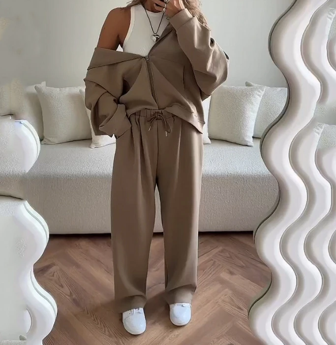 

Fashionable and Elegant 2024 Pants Set for Women Spring Summer Casual Style Long Sleeved Solid Color Loose Two-Piece Set