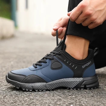 أحذية رجالية مقاومة للماء خفيفة الوزن أحذية سفر راقية غير قابلة للانزلاق أحذية تنس كاجوال مريحة للتدريب على المشي في الهواء الطلق 4