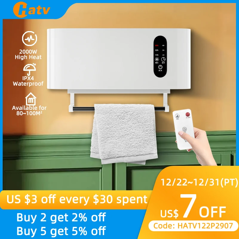 HATV Wall Heater Air Conditioner Fan Warm Cool Dual Use Electric Heater Fan  Bathroom Home Energy-saving Ceramic Heating Radiator - AliExpress