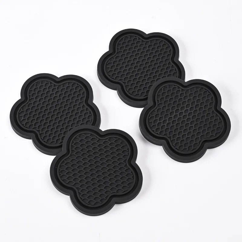 Car Cup Insert Coaster Flower Shaped Silicone Waterproof Non-Slip Sift-Proof Spill Saucer 2PCS