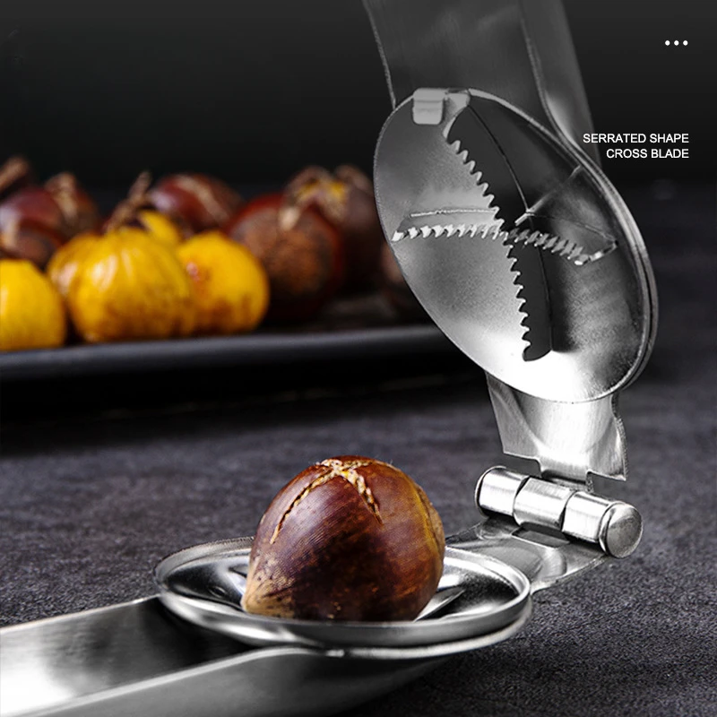 Stainless Steel Chestnut Opener Cross Shaped Chestnut Household Multifunctional Peeling Tool Chestnut Clip Walnut Clip