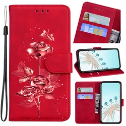 Leather Stand Flip Wallet Case - Universal Smartphone Protector - iPhone 16 Pro (Red)