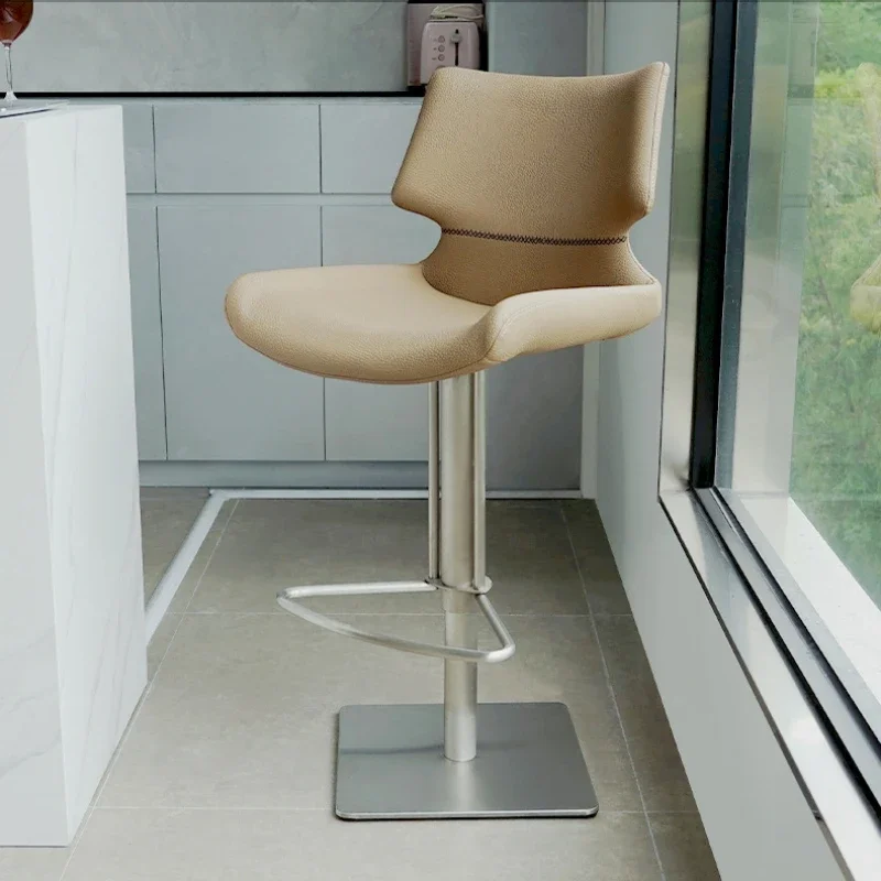 

High Luxury Bar Stools Leather Ergonomic Countertop Dining Nordic Kitchen Bar Stools Chairs Sillas Para Comedor Bar Furniture