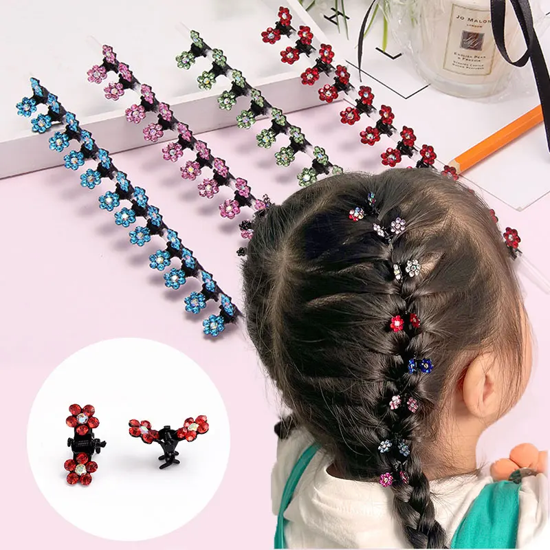 Girls Mini Hair Clips No-Slip Clips Rhinestone Hair Clips Metal Clamps Mix Colored Flower Hair Accessories for Women Girls 50pcs small blank envelopes colored empty envelopes cards packing envelopes cash storage envelopes for money bag mini