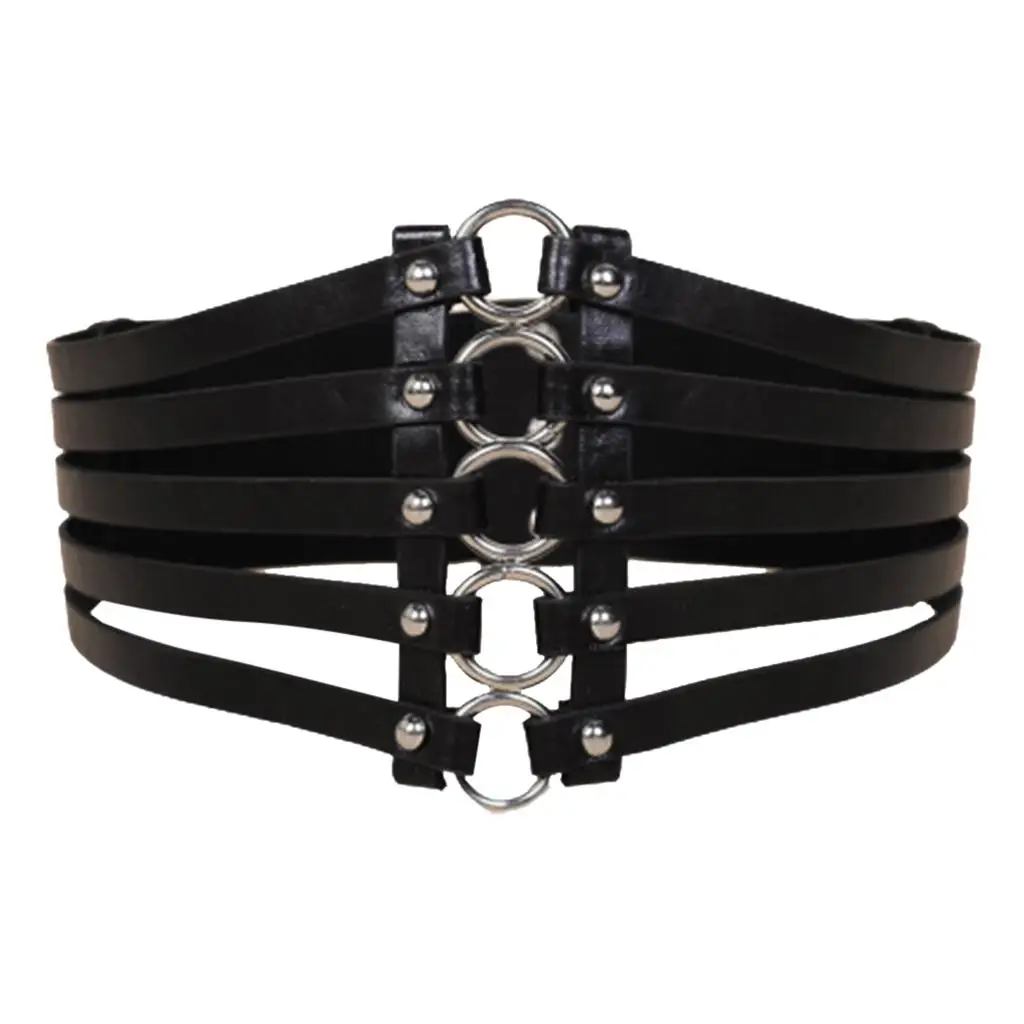

Vintage Rivets 4 Layers Leather Wide Waist Belt Hollow