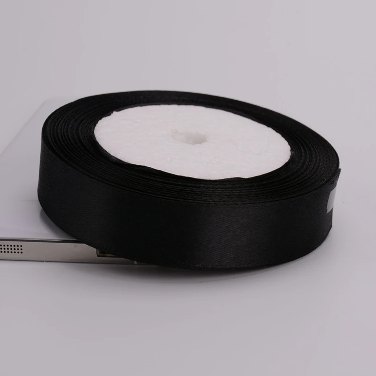 Schwarzes Einseitiges Satinband 6-10-12-15-20-25-40-50mm Geschenkverpackungsband Weihnachten Halloween Geburtstag Party Dekoration – Detail 7