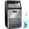 Star Commercial Ice Makers Machine Stainless Steel Makers 100 Lbs of Ice Per 24H with 33 Pounds Storage Capacity Ice Cubes Frees 1