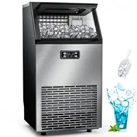 Star Commercial Ice Makers Machine Stainless Steel Makers 100 Lbs of Ice Per 24H with 33 Pounds Storage Capacity Ice Cubes Frees 1