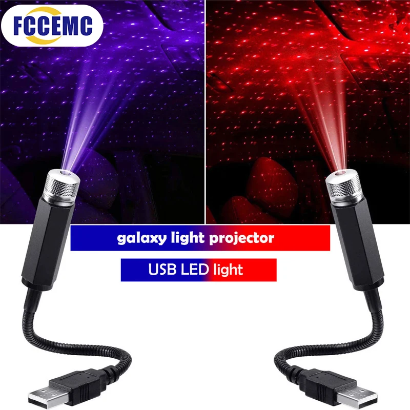 LED Atmosphere Lamp Car Roof Star Night Light Projector for Auto Roof Room
