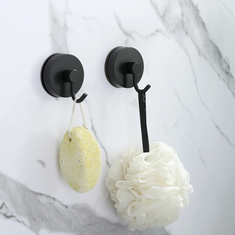 Toilet Accessories Vacuum Suction Cup Robe Hook Towel Rail Rack Roll Paper Holder Reusable Bathroom Hardware Holder Black Silver