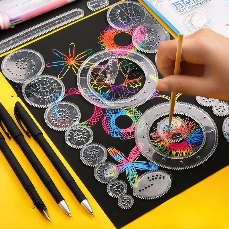 Creative Spirograph Drawing Toy Set - Interlocking Geometric Ruler & Gears