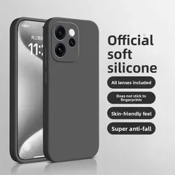 Solid Color Skin - friendly Liquid Silicone Shockproof Phone Case for OPPO Reno 15 Pro (Black)