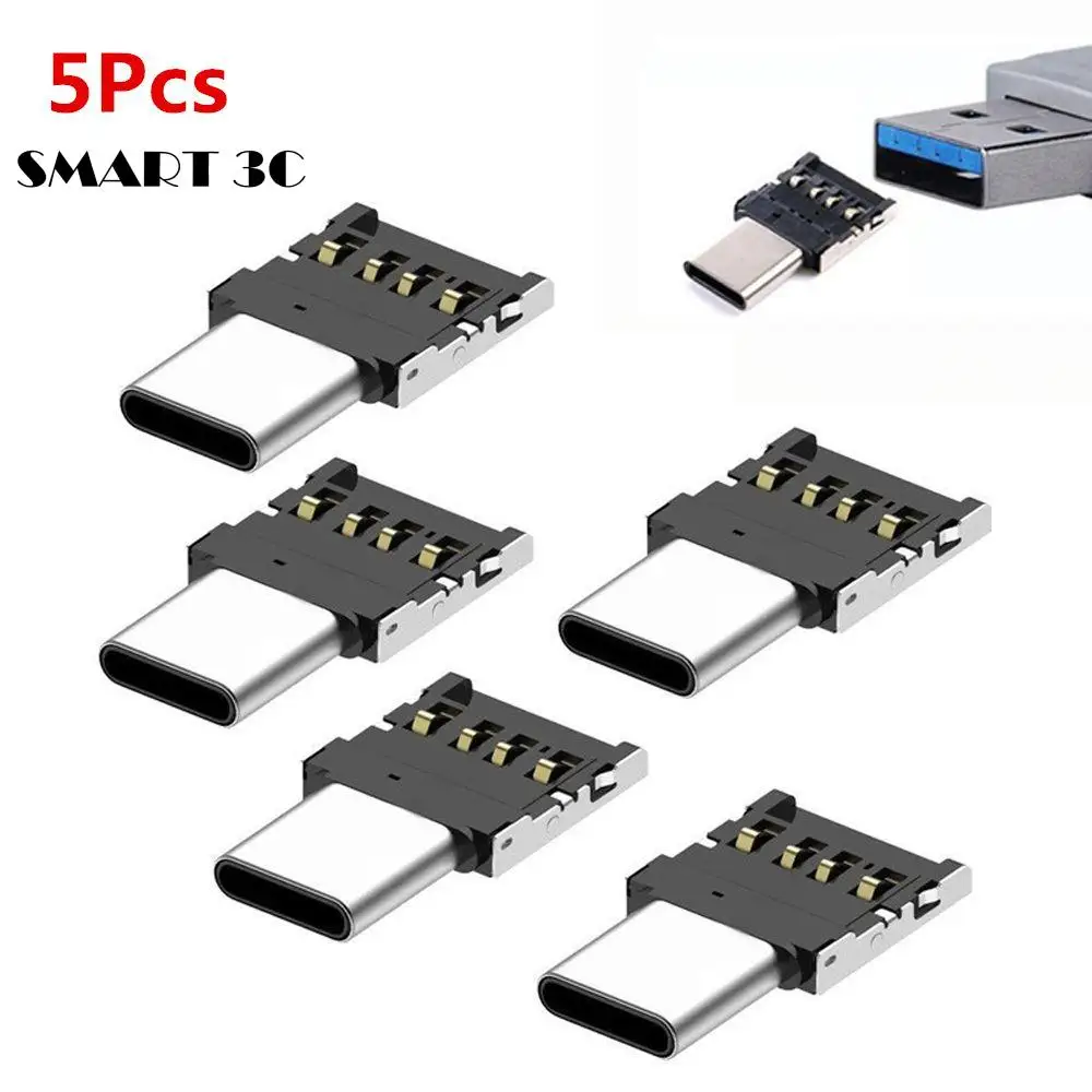 

5pcs Mini Type-C USB-C to USB 2.0 OTG Adapter for Cell Phone Tablet