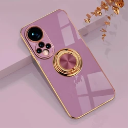 Luxury Plating Metal Ring Holder Shockproof Case - Elegant Protective Back Cover - P20 (PurPle)