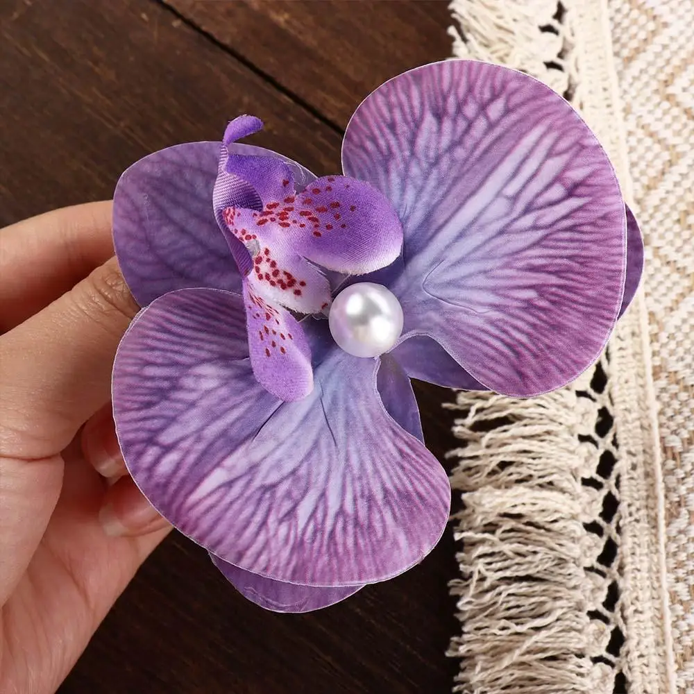 Cloth Flower Hair Clip Butterfly Orchid Korean Style Orchid Flower Hairpin Bohemian Style Female Hair Accessories Girl Hair Clip