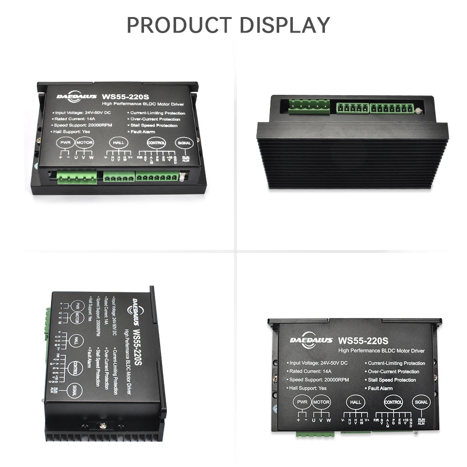 Daedalus-WS55 220S BLDC 스핀들 모터 드라이버, 600w DC 브러시리스 스핀들 모터와 호환 가능