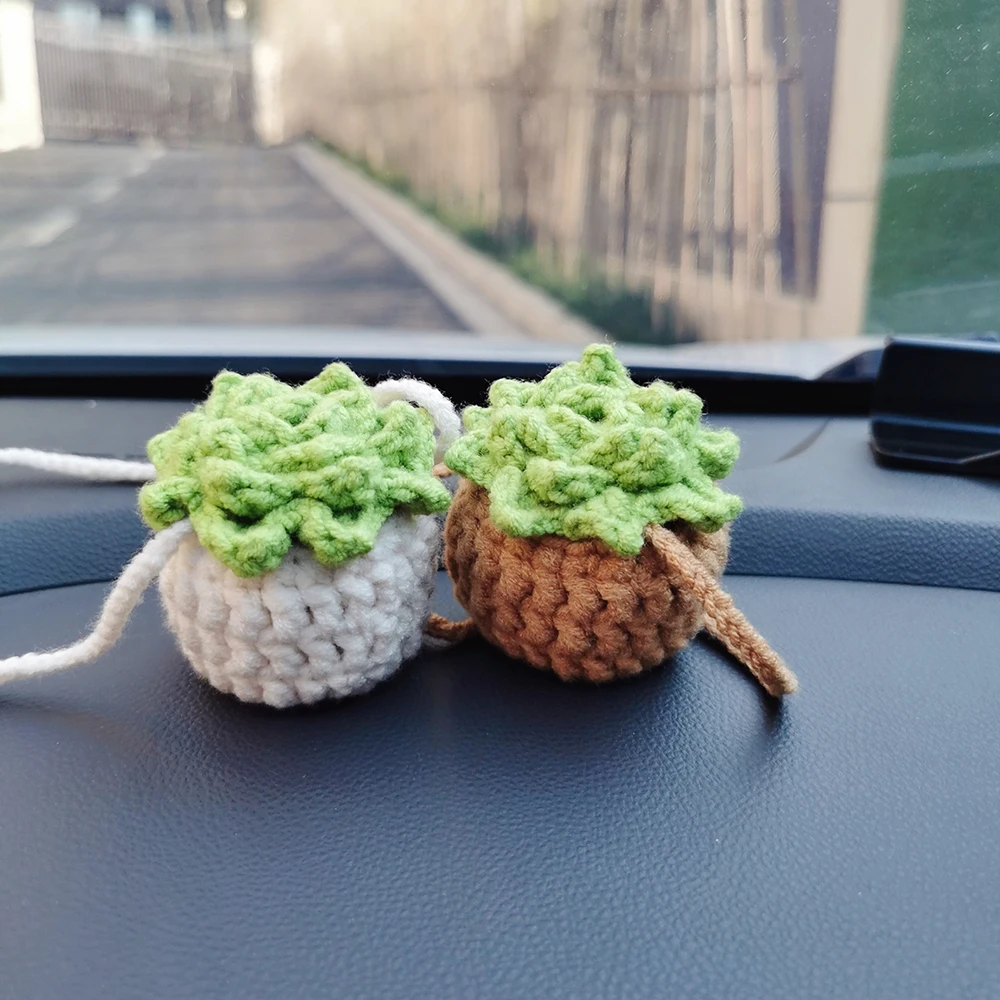 Cute Car Mirror Hanging Lily of the valley Flower Interior Rear View Mirror  Flower Car Accessories Crochet Kawaii Toy Gift - AliExpress