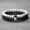 Ensemble de bracelets pour couple, charme en pierre naturelle œil de tigre et lave noire, bracelet extensible tendance, bracelet perlé de yoga, bijoux d'amitié, cadeau