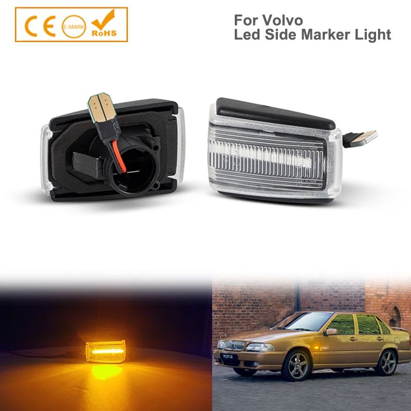 

2x LED Side Marker Blinker Turn Signal Light For Volvo V70 V40 S40 850 240 740 C70 960 760 780 OEM Part # 9178885 9190169