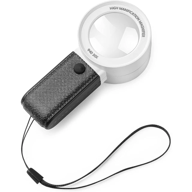 30X Magnifying Glass Jewelry Loupe With LED Light Handheld