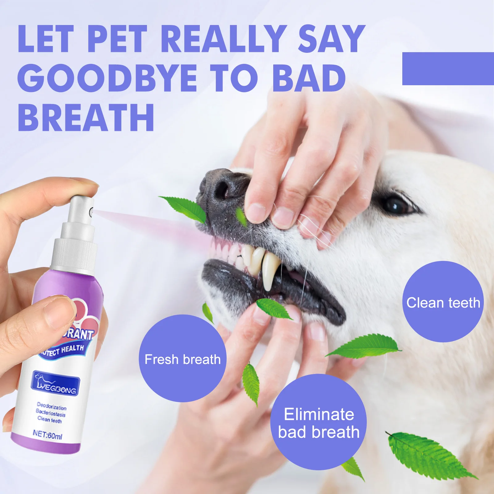 Dog Breath Spray Oral Cleaning Pet Cat Deodorization and Odor Removal Oral Spray Freshener